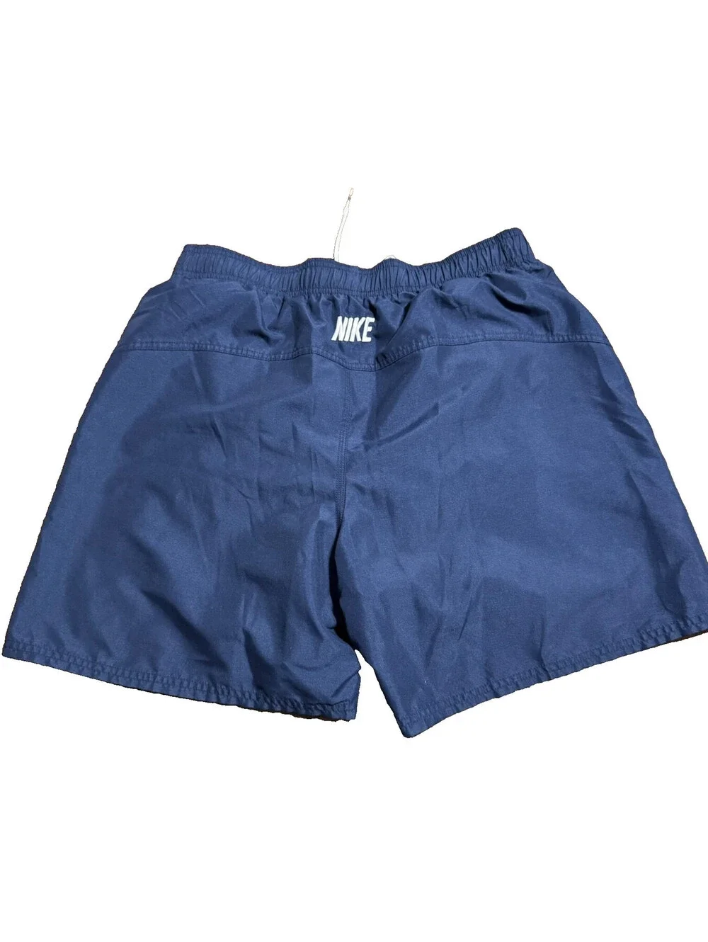 Y2K Nike Mens Swim Shorts Navy Board Shorts Mesh Lined Trunk Sz L Logo Pockets
